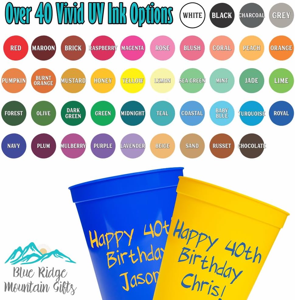 Custom Stadium Cups with Photo – Personalized 16oz Cups with Text – Printed Directly on Cup – Choose Cup Color, Text Color, Quantity and More – Party Favor for Birthdays & Events (Vintage Polaroid)