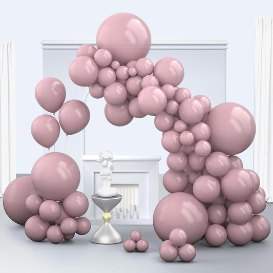Cavern Pink Balloons, 150 pcs Different Sizes Pack of 18 Inch 12 Inch 10 Inch 5 Inch Dusty Pink Balloons for Balloon Garland Balloon Arch as Birthday Party Wedding Decorations