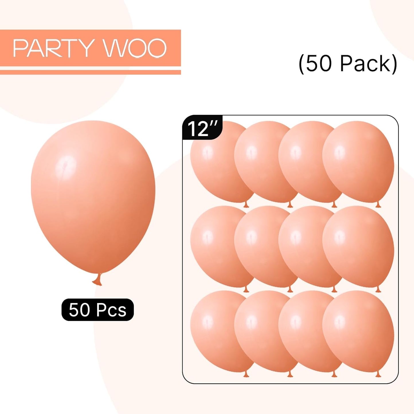 PartyWoo Peach Balloons 50pcs 12 Inch Light Orange Latex Helium Balloons for Wedding Baby Shower Bridal Shower Bachelorette Anniversary Engagement Graduation Birthday Party Decorations Orange-Y21