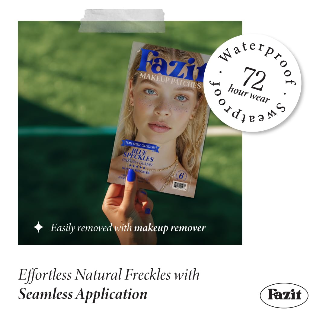 Fazit Makeup Patches - Blue Speckles - Glow Up Make-Up Patches - Cute Glitter Makeup Accessories for Women - Cosmetic Glitter for Face