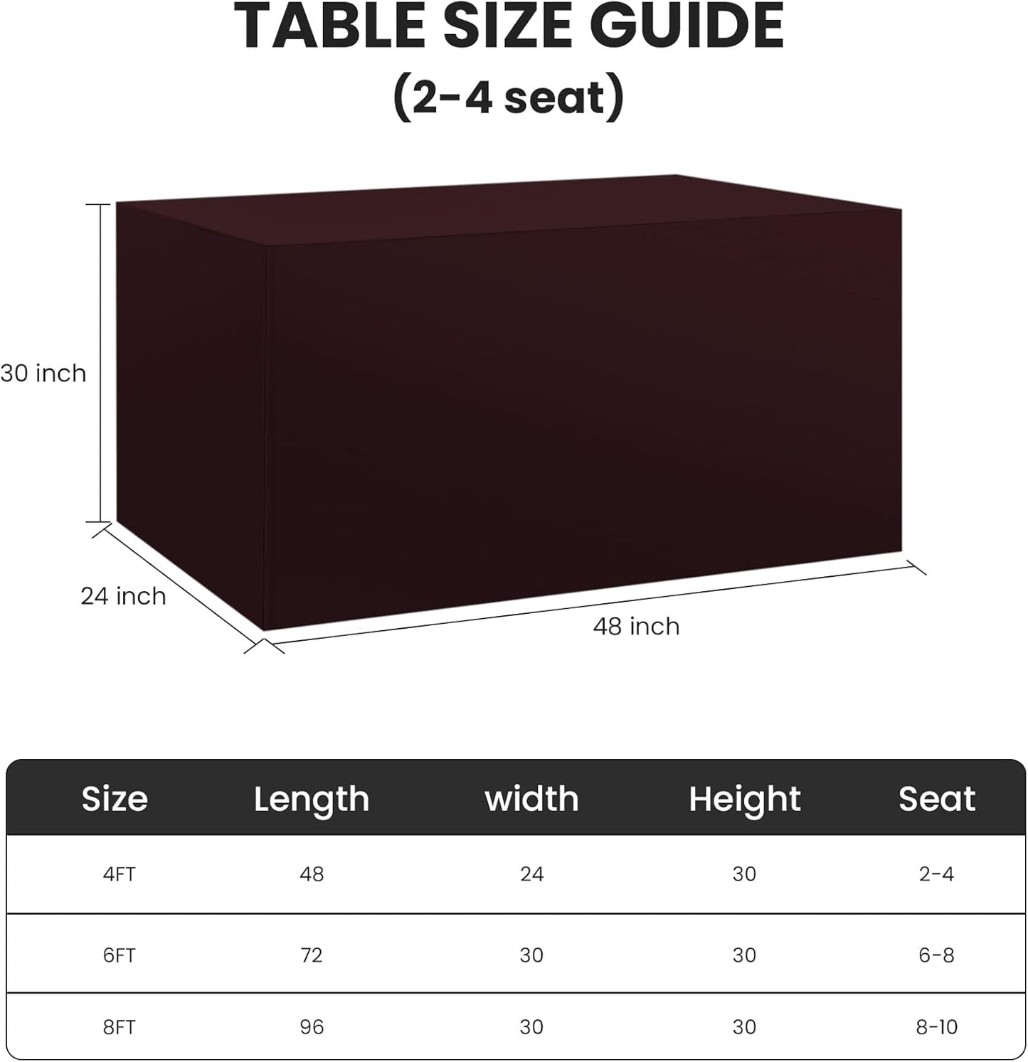 Ascoza 2 Pack Fitted Tablecloth for 4 Foot Rectangle 48 x 24 Inch Eggplant Table Covers Water Resistant Polyester Cloth for Folding, Parties,Display, Trade Show (Eggplant)