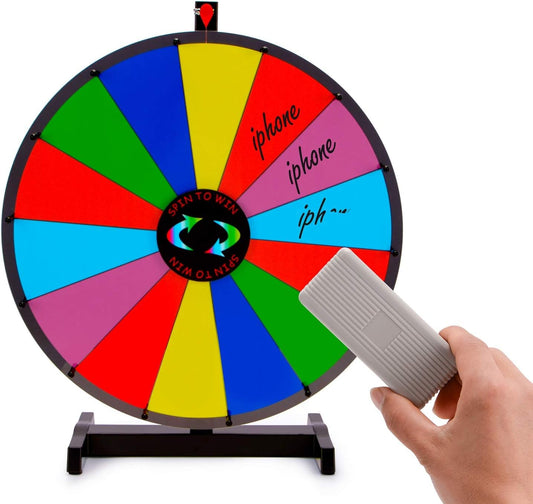 24 Inch Heavy Duty Spinning Prize Wheel - 14 Slots Color Tabletop Roulette Wheel of Fortune - Spin the Wheel with Dry Erase Marker and Eraser Win - Spinner Wheel Game for Carnival and Trade Show