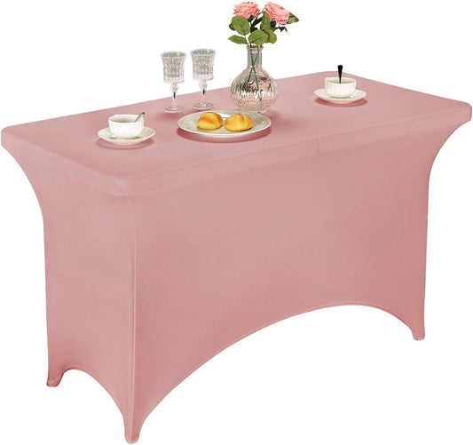 LZY Spandex Fitted Stretch Table Cover for 4ft or 6ft or 8ft Folding Table, Rectangular Cocktail Tablecloth, Perfect for Party or Banquet