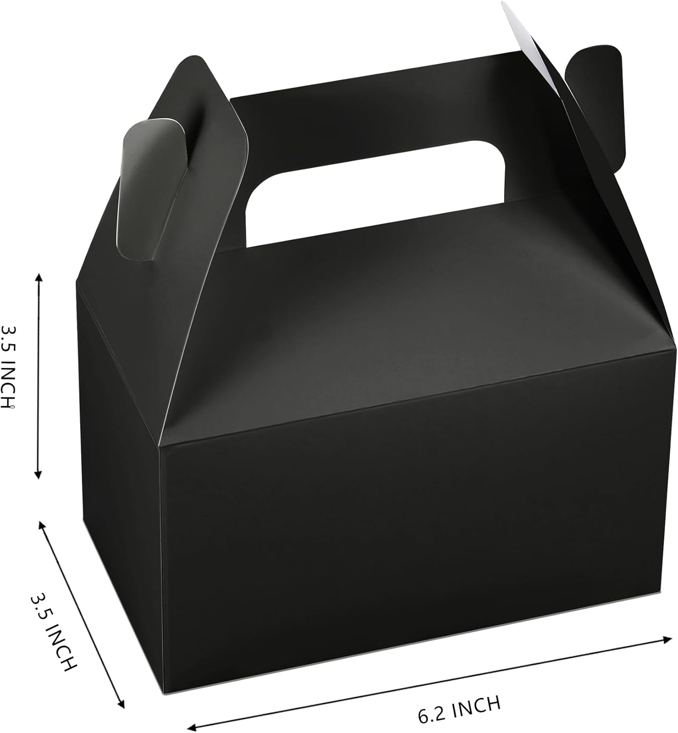 XAGLVV 24 Pack Black Gable Boxes with Handles 6.2x3.5x3.5 Inch Paper Party Favor Gift Box for Wedding Birthday Baby Shower Graduation