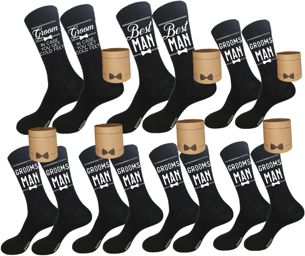 Groomsman Gifts For Men Wedding Gifts Novelty Socks Funny Proposal Gifts Groom Bestman 100% Cotton Crew Socks