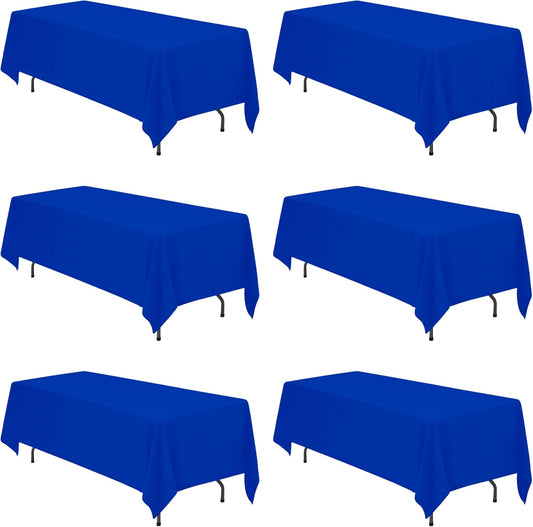 BRILLMAX 6 Pack Royal Blue Tablecloths 70 x 120 Inch for 6ft or 8ft Rectangle Tables - Rectangular Bulk Linen Polyester Fabric Washable Cloth Cover for Wedding Reception Banquet Birthday Party