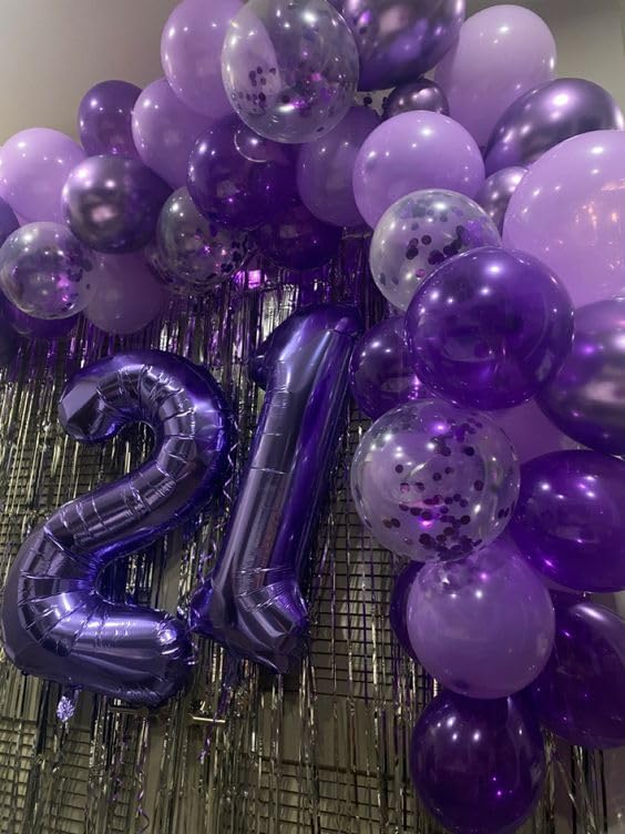 Purple Number 10 Balloon 40 inch, 10 Number Balloons, 10th Purple Birthday Decorations, 10 Year Old Girls Boys Party Supplies