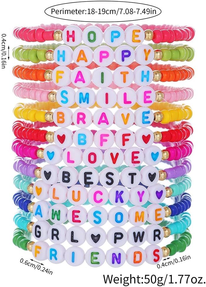 Heishi Surfer Clay Bead Bracelets Set for Women - Preppy Smile Evil Eye Beaded Stretch Bracelets Elastic Layering Friendship Bracelets- Stackable Boho Disc Summer Jewelry Set