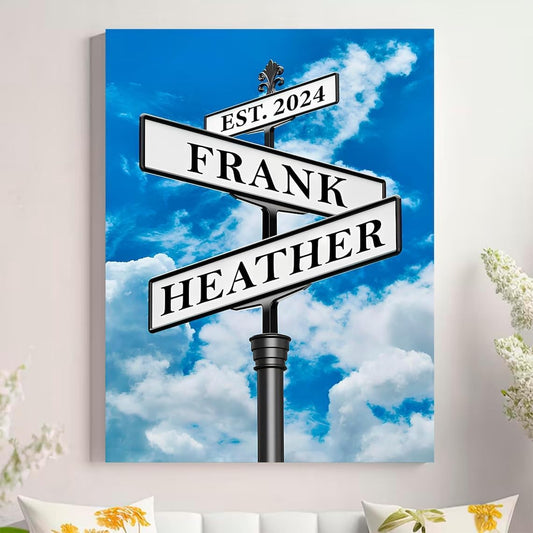 Personalized Crossroad Couples Street Sign Vintage Customize Name And Date Valentine's Day Christmas Birthday Wedding Anniversary Engagement Gifts For Him Her Boyfriend Girlfriend Wife Husband #25