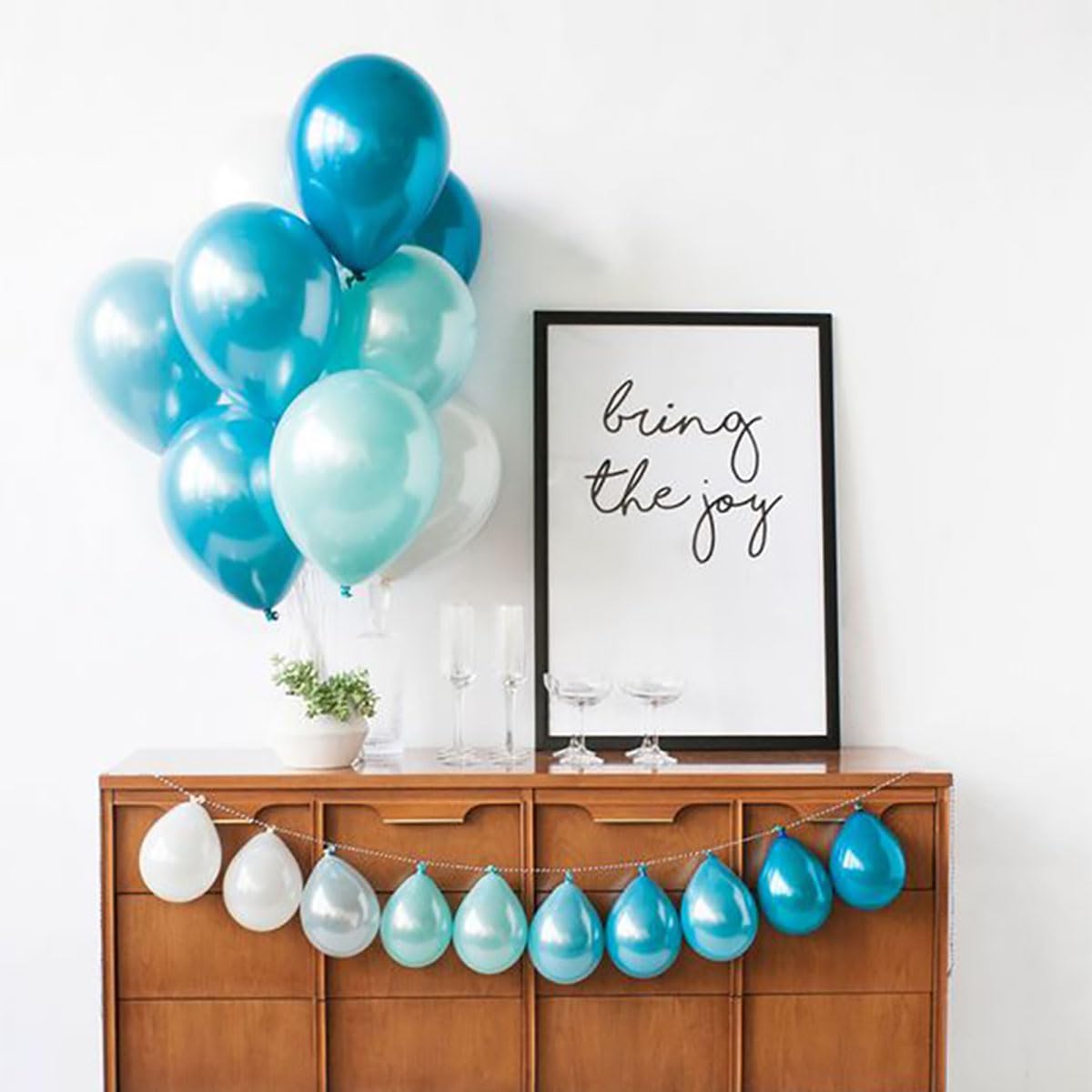 KALOR 12 Inch Pearl Blue Balloons, 50 Pcs Shiny Latex Helium Balloons for Kid's Birthday Party, Baby Shower, Wedding, Graduate Party Decorations