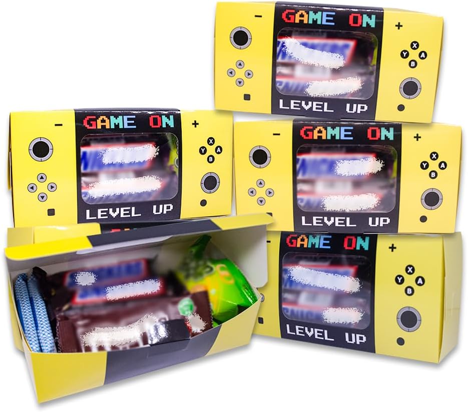 Shescrzionu Video Game Party Favors Boxes 12 PCS-Perfect Gamer Favor Boxes with Window, Game On Birthday Decorations Video Game Birthday Decorations,Game Bags,Video Game Gifts Aa15