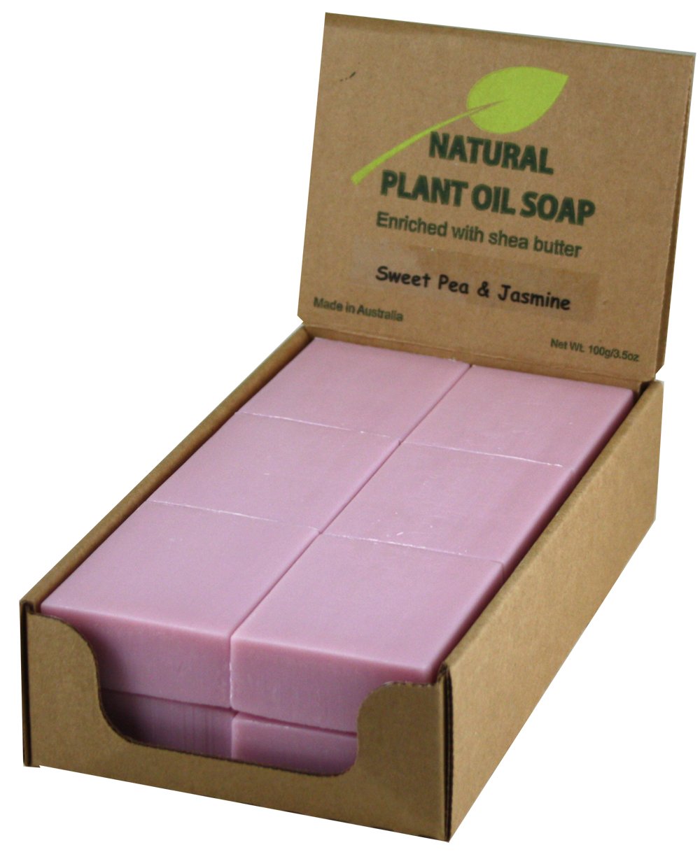 Sweet Pea & Jasmine Scented Natural Soap Bars (12 Bars), 3.5oz Moisturizing French Triple Milled Soap Bars Enriched with Shea Butter - Pure Plant Oil Bath & Body Bars