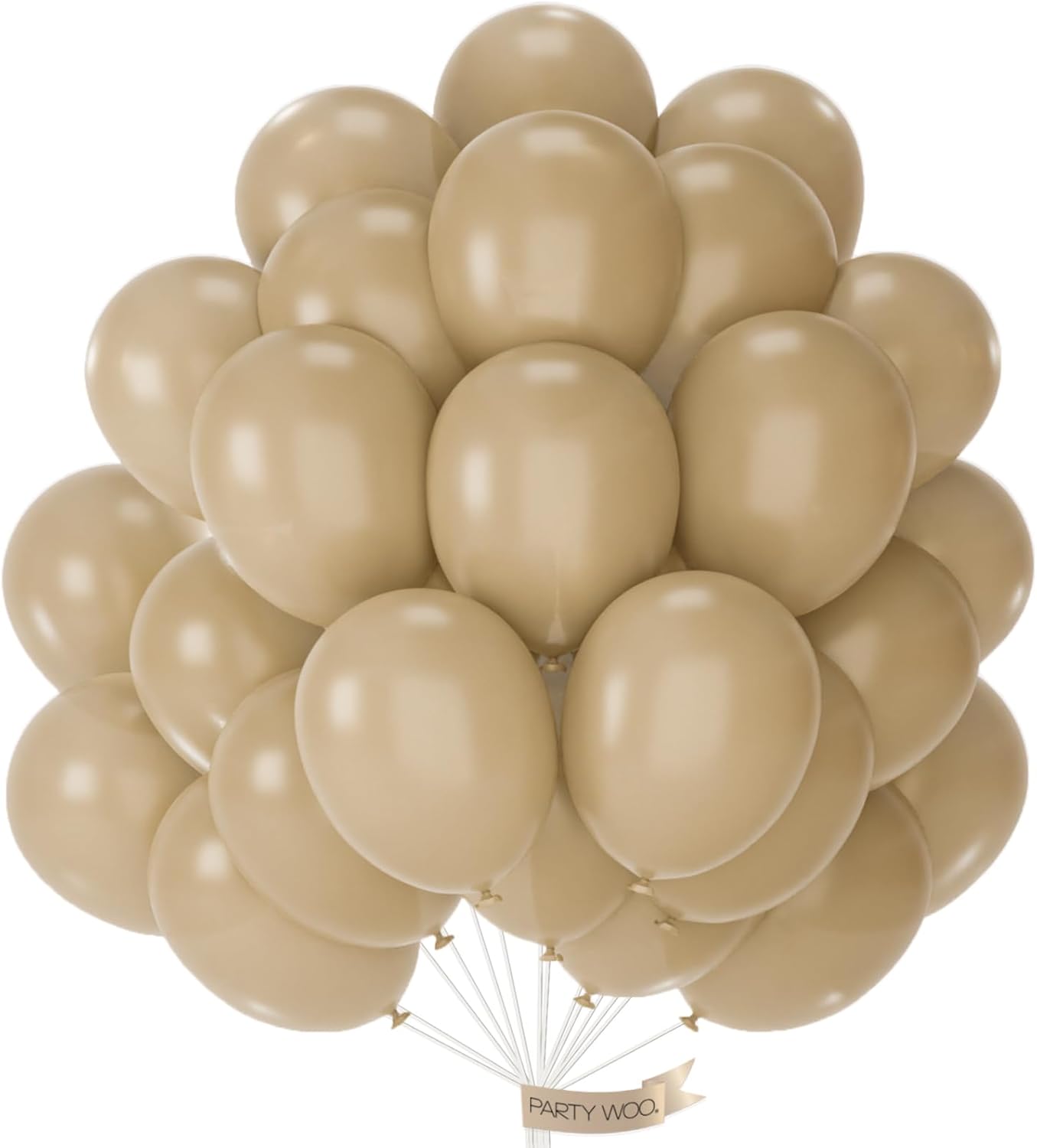 PartyWoo Light Brown Balloons 50 pcs 12 Inch Matte Tan Boho Neutral Beige Cream Latex Balloons for Baby Shower Gender Reveal Graduation Safari Woodland Wedding Birthday Party Decorations Brown-F56