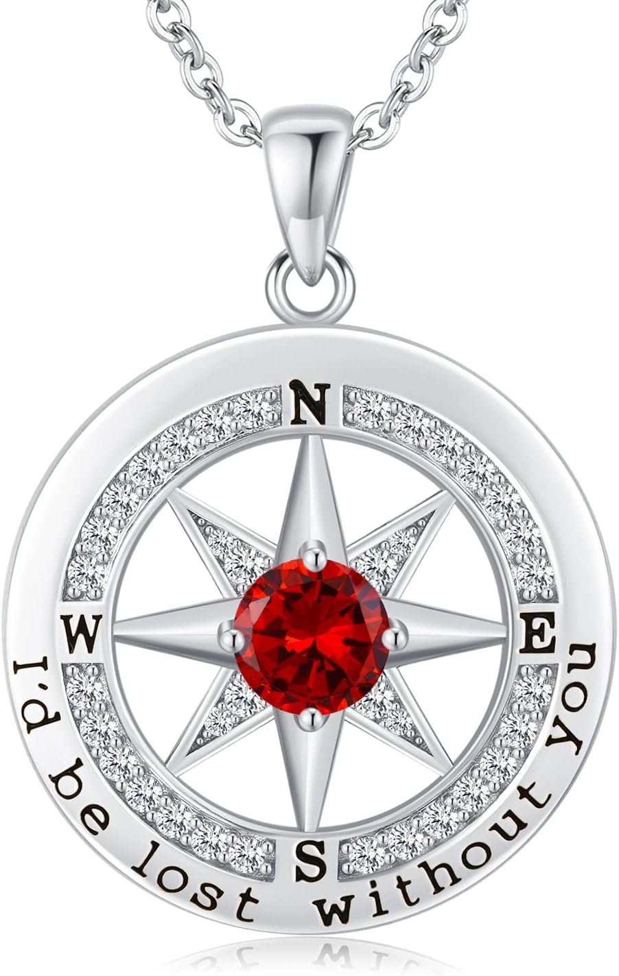 S925 Necklace Gift for Wife |Compass Jewelry |Women Anniversary |Sterling Silver |Girlfriend Birthday Gifts for Her Valentines |I'd be Lost without You |Jewel 18K Gold