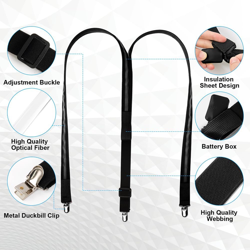 Ainiv Light Up Neckties Bowties Suspenders LED Party Supplies Glow in the Dark Adjustable for Women and Men Parties