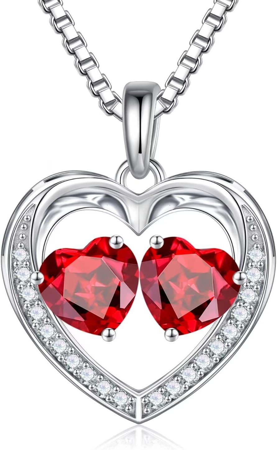 Iefil Christmas Gifts for Wife - 925 Sterling Silver Birthstone Necklace, Anniversary Birthday Gifts for Women, Stocking Stuffers for Women Wife Mom Daughter