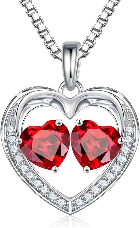 Iefil Christmas Gifts for Wife - 925 Sterling Silver Birthstone Necklace, Anniversary Birthday Gifts for Women, Stocking Stuffers for Women Wife Mom Daughter