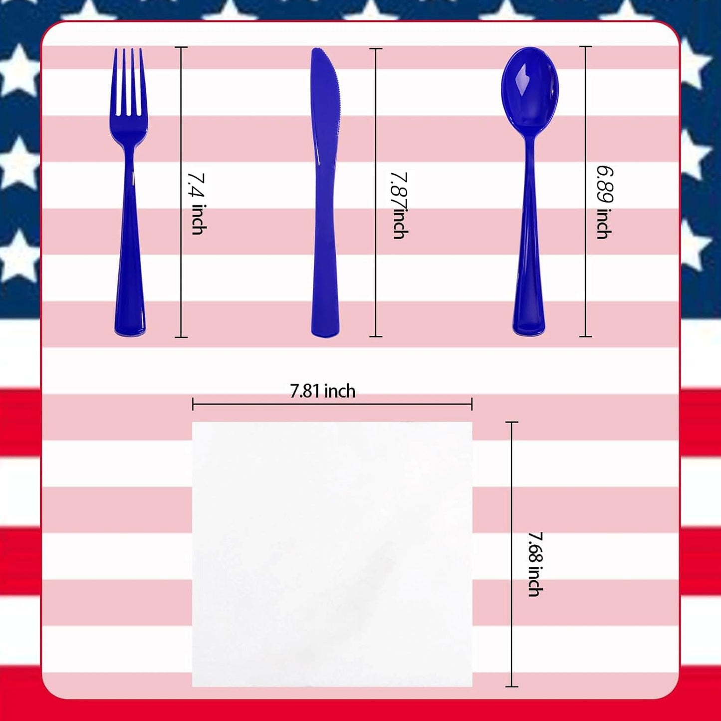 Liacere 100Pack Pre Rolled Blue Silverware and Napkin - Disposable Blue Plastic Utensils-Wrapped Plastic Cutlery Set with Napkin:100 Forks,100 Knives,100 Spoons,100 Napkins for Wedding&New Year