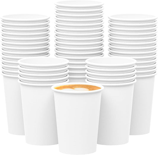 Qunclay 𝟐𝟏𝟎 𝐂𝐨𝐮𝐧𝐭 𝟏𝟐 𝐨𝐳 Disposable White Paper Coffee Cups, To Go Hot Cups for Coffee, Chocolate, Juice, Hot or Cold Beverage Drinking Cup Suitable for Party, Office, Travel, and Events