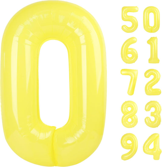 Yellow Number Balloon 40 Inch, 0 Number Balloons, 10 20 30 40 50 Numbers Balloon Birthday Decorations, Party Supplies for Women