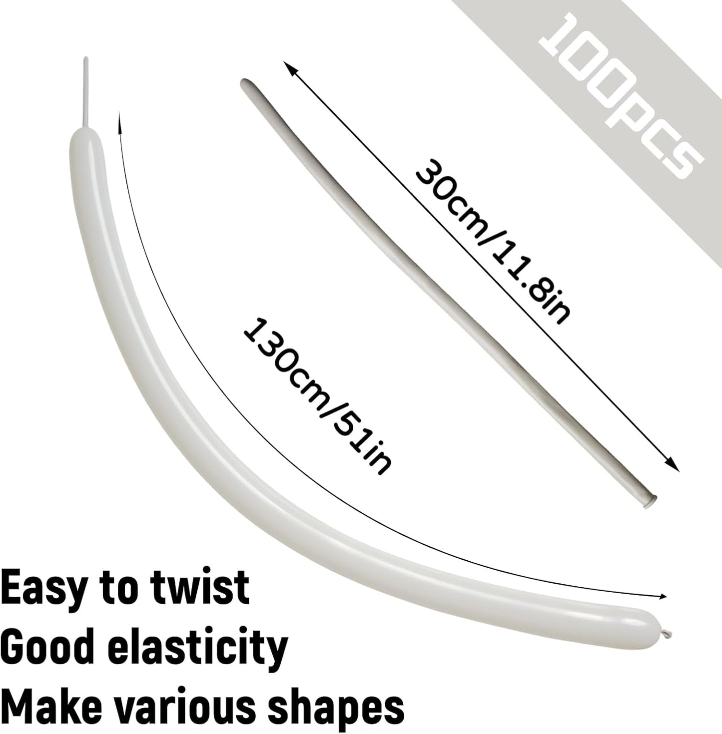 100Pcs Sand White 260 balloons, Thickening Latex Cream 260q Balloons for Animal Model, Long Twisting Balloons for Halloween Xmas Presents, Animal Shape Weddings, Birthdays Clowns.(Sand white)