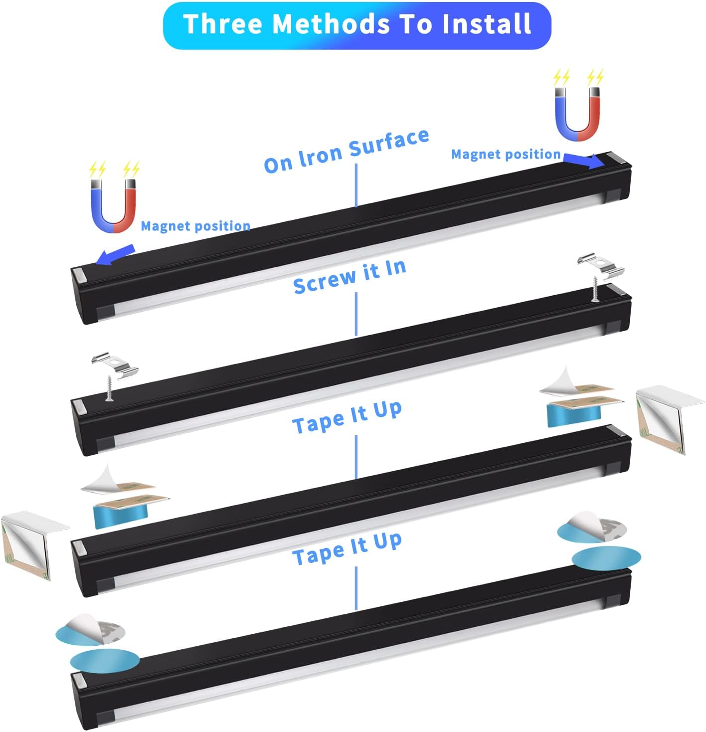 Black Light Bar 10W 1ft LED Blacklight for Fluorescent Tapestry Poster Body Paint Glow Party UV Strip Lights for Cabinet and Display Magnetic THLITURE 2 Pack