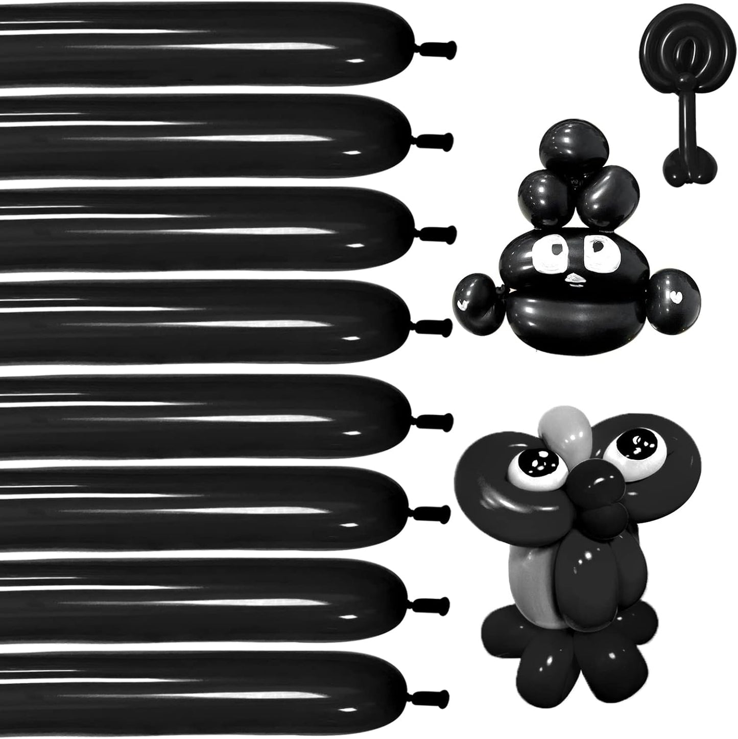 Thickening Latex 260q Black Balloons - 100pcs Long Twisting Balloons for Animal Model, Halloween, Xmas, Weddings, Birthdays