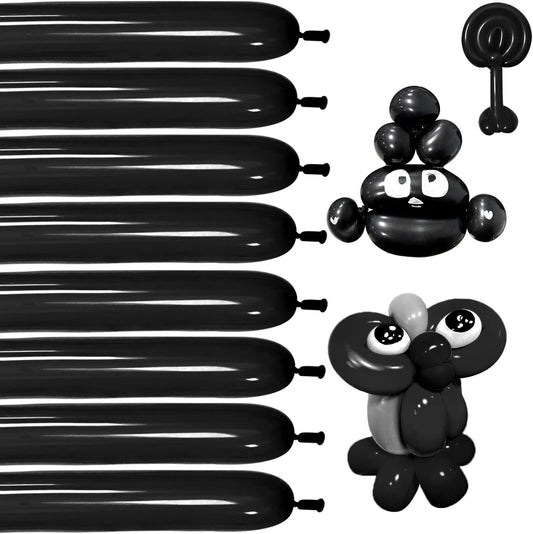 Thickening Latex 260q Black Balloons - 100pcs Long Twisting Balloons for Animal Model, Halloween, Xmas, Weddings, Birthdays