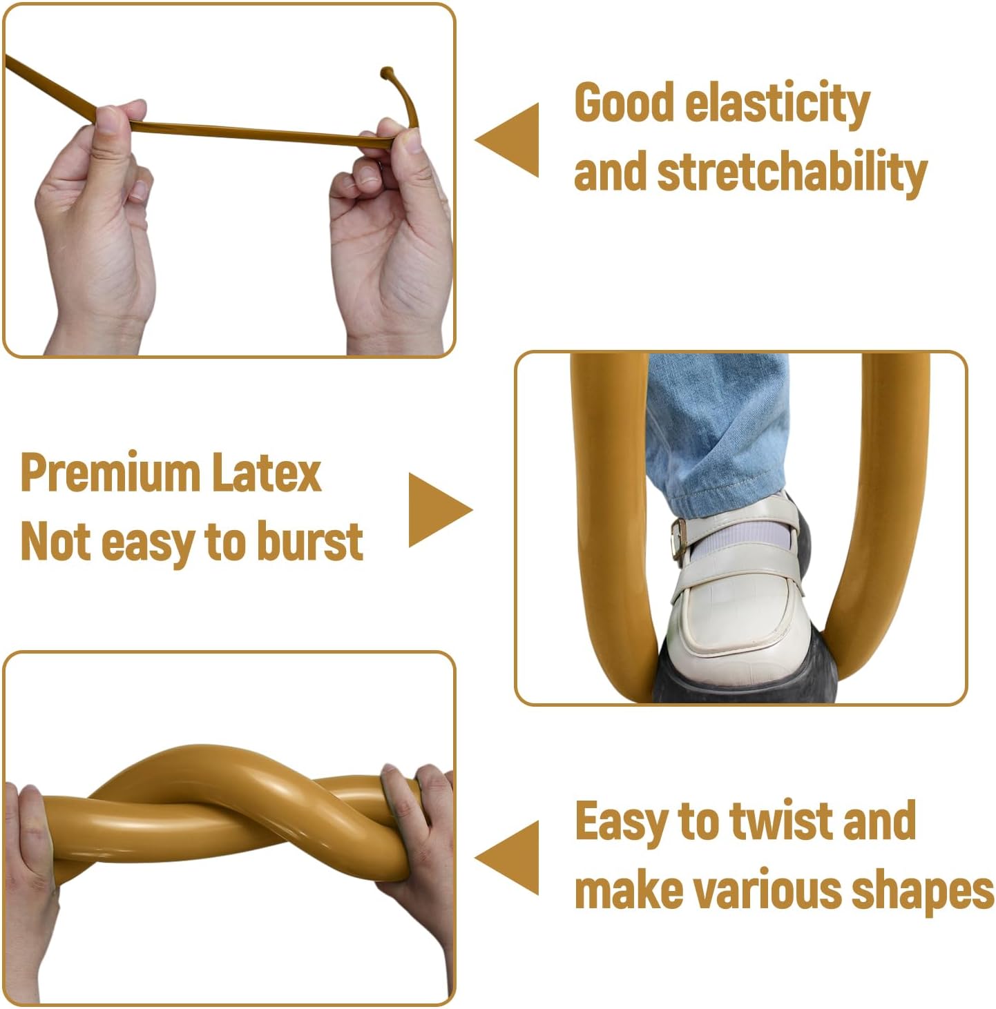 100Pcs 260 Balloons Long Balloons for Balloon Garland Thickening Latex Twisting Balloon, Brown long balloons for tying Animals Modeling Halloween Christmas Party Decorations. (Card base color)