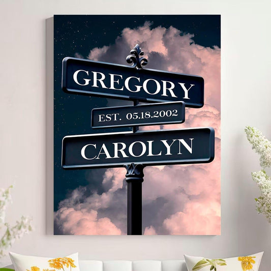 Personalized Crossroad Couples Street Sign Vintage Customize Name And Date Valentine's Day Christmas Birthday Wedding Anniversary Engagement Gifts For Him Her Boyfriend Girlfriend Wife Husband #7