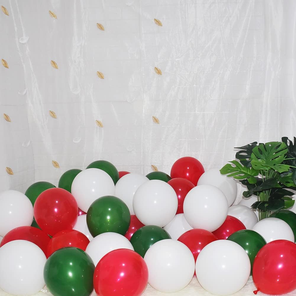 300 Pack Red Green and White Balloons - 5 Inch Mini Red Dark Green White Latex Small Balloons - 100 of Each Colors for Party Balloons Arch Wreath Assorted Colors Decorations