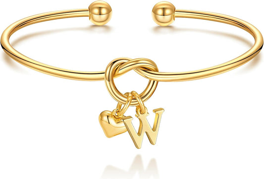 M MOOHAM Christmas Gifts for Women Teen Girls - Knot Initial Bracelets for Women, Bridesmaid Gifts Bridesmaids Proposal Gift Dainty Knot Letter A-Z Heart Initial Bracelet Jewelry Friendship Bracelets