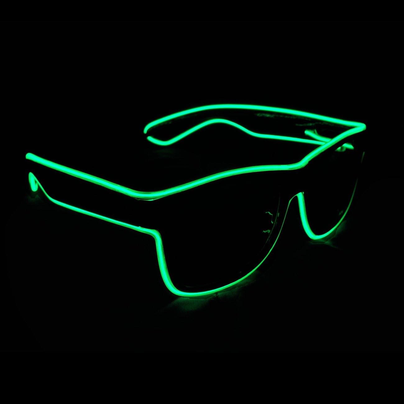 Aquat Light up EL Wire Neon Rave Glasses Glow LED Sunglasses Costumes For Party, EDM, Halloween, Wired with Battery Power