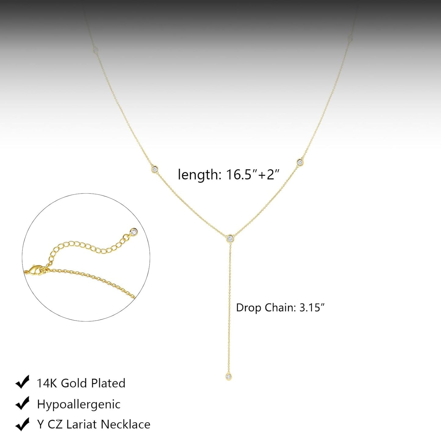 Lariat Gold Necklace for Women, Dainty Long Necklace 14k Gold Plated/Silver Y-Shaped Layered Beaded Chain Drop Necklaces for Women Trendy Simple Gold Jewelry for Women Gifts