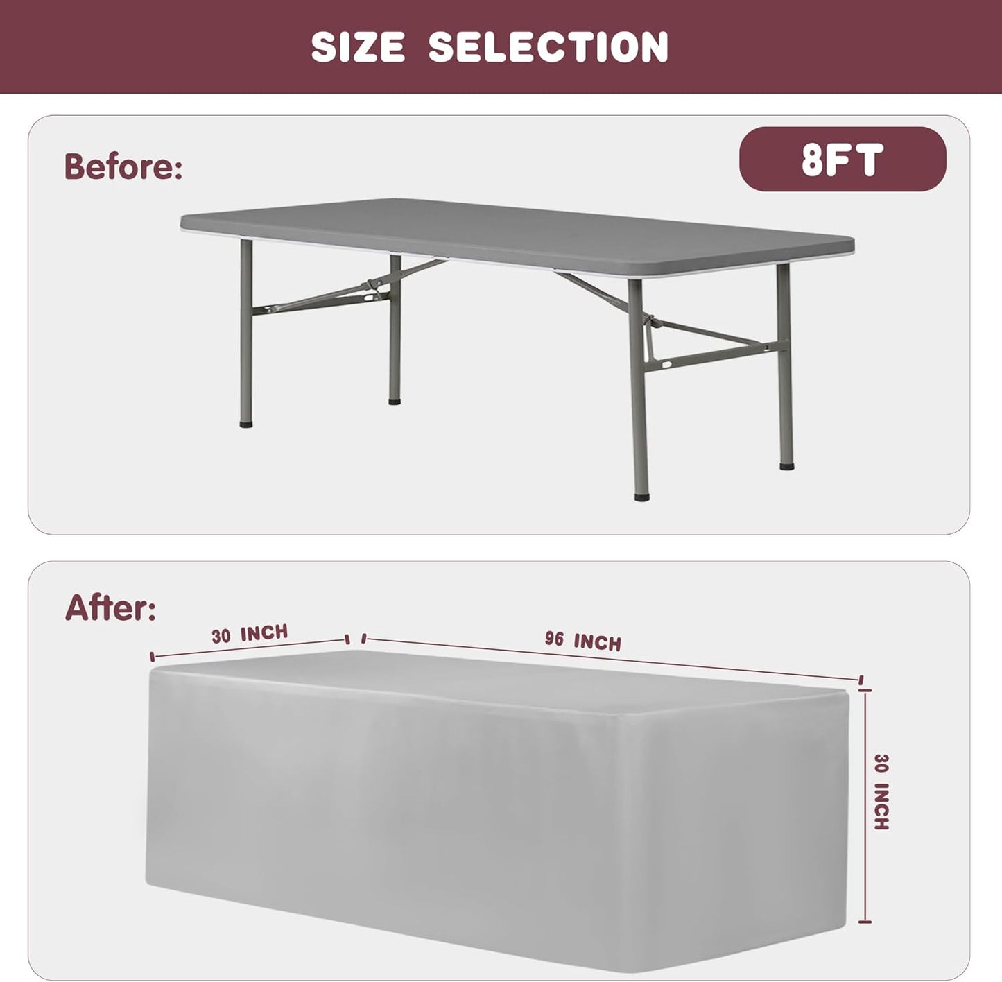 HolidayIdeas Fitted Table Covers for 6 Foot Tables - 72 x 30 Inch - 2 Pack Rectangle Beige Table Clothes Polyester Fabric Table Cover for Folding Table, Parties, Holiday Dinner, Wedding, Trade Show