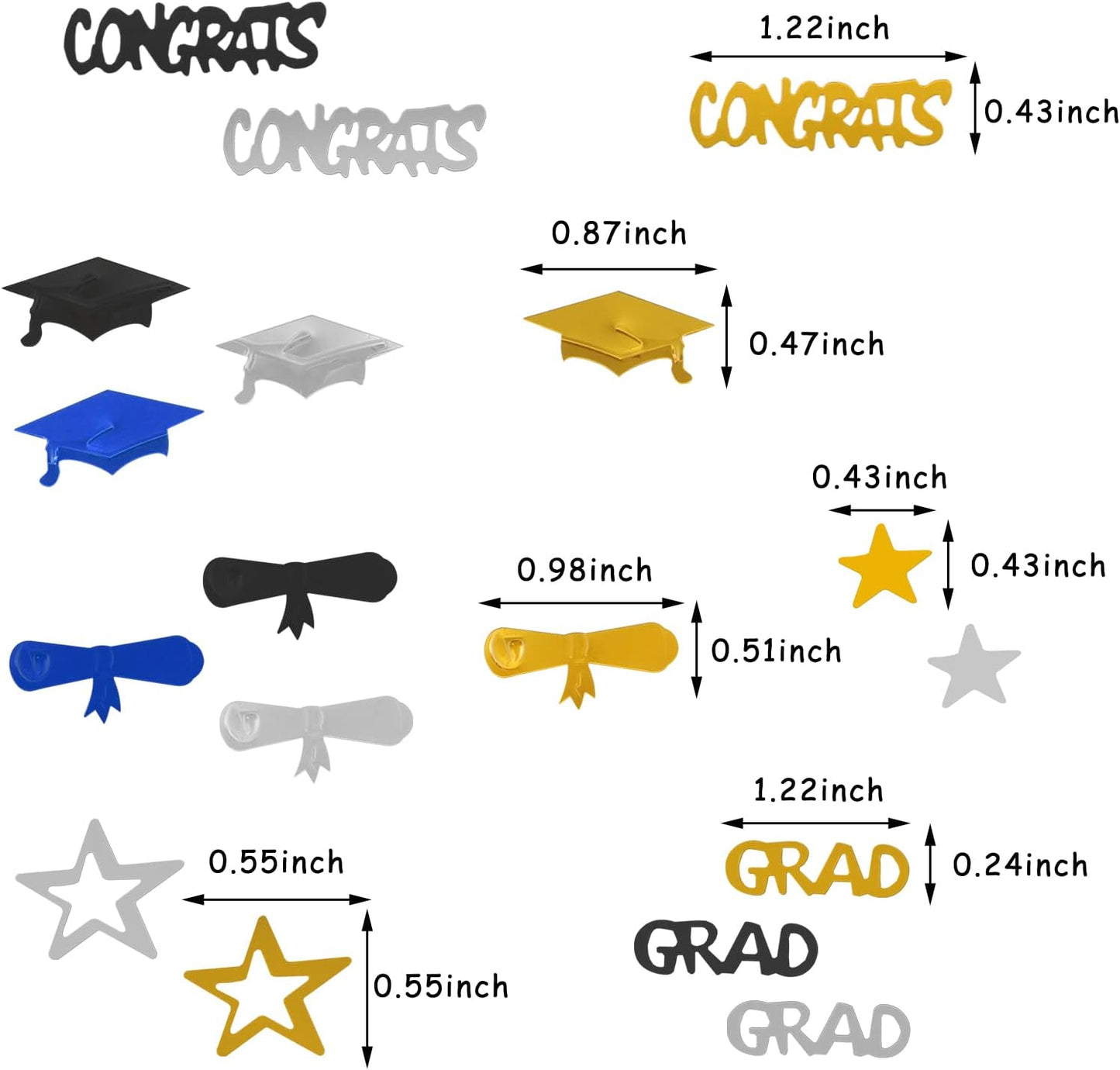 Graduation Party-Decorations Navy-Blue Gold-Silver Confetti - Congrats,Grad,Star,Graduation Cap,Diploma Table Decor Confetti Graduation 2025 Lasting Surprise