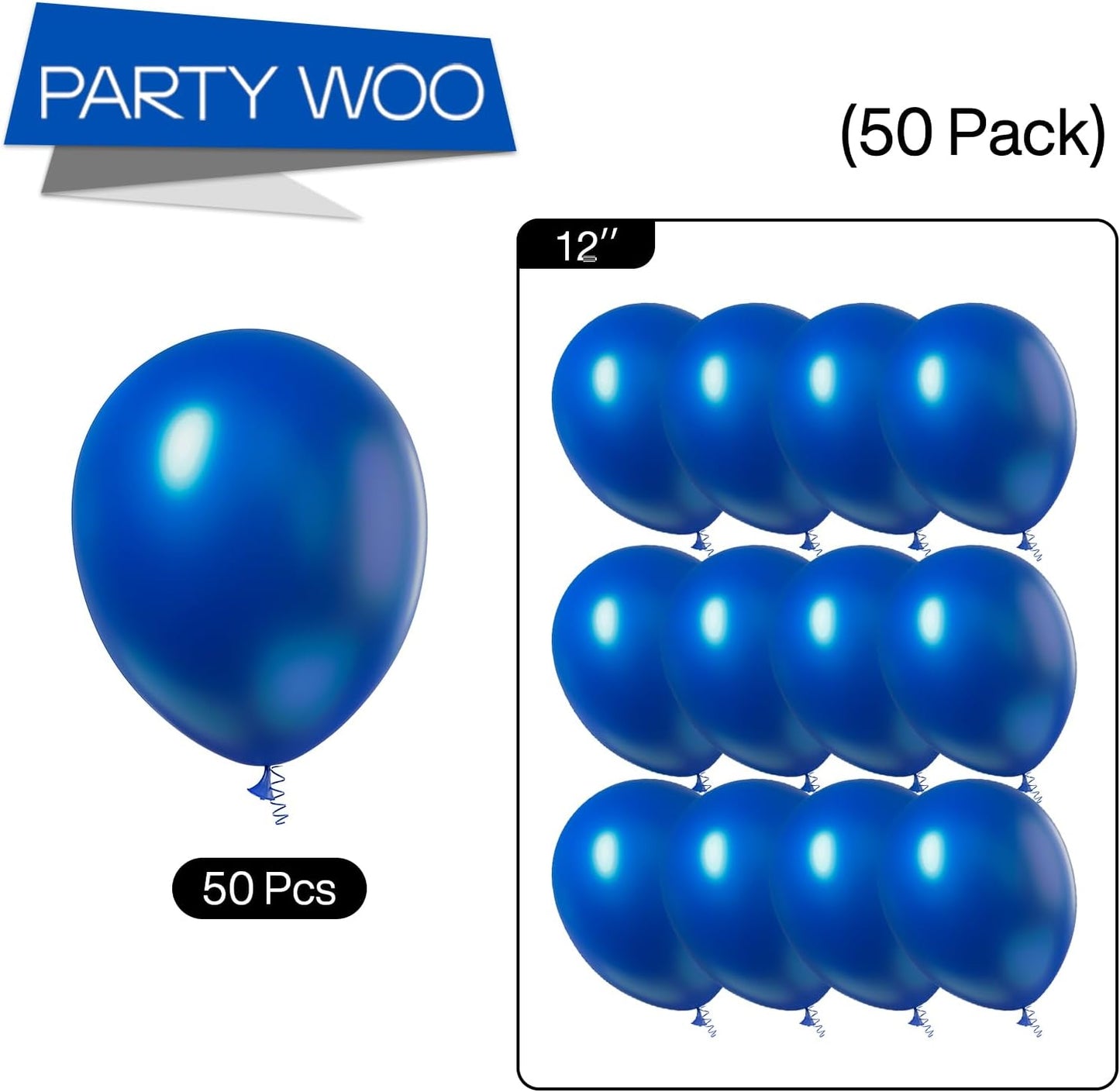 PartyWoo Royal Blue Balloons 50 pcs 12 Inch Matte Dark Blue Latex Helium Balloons for Graduation Independence Day Memorial Day Baseball Baby Shower Gender Reveal Birthday Party Decorations Blue-Y59