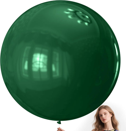 KAWKALSH Dark Green Giant Balloons 36 Inch, 9pcs Jumbo Green Balloons Large Round Emerald Green Latex Balloons for Baby Shower Christmas Jungle Safari Theme Party Decorations