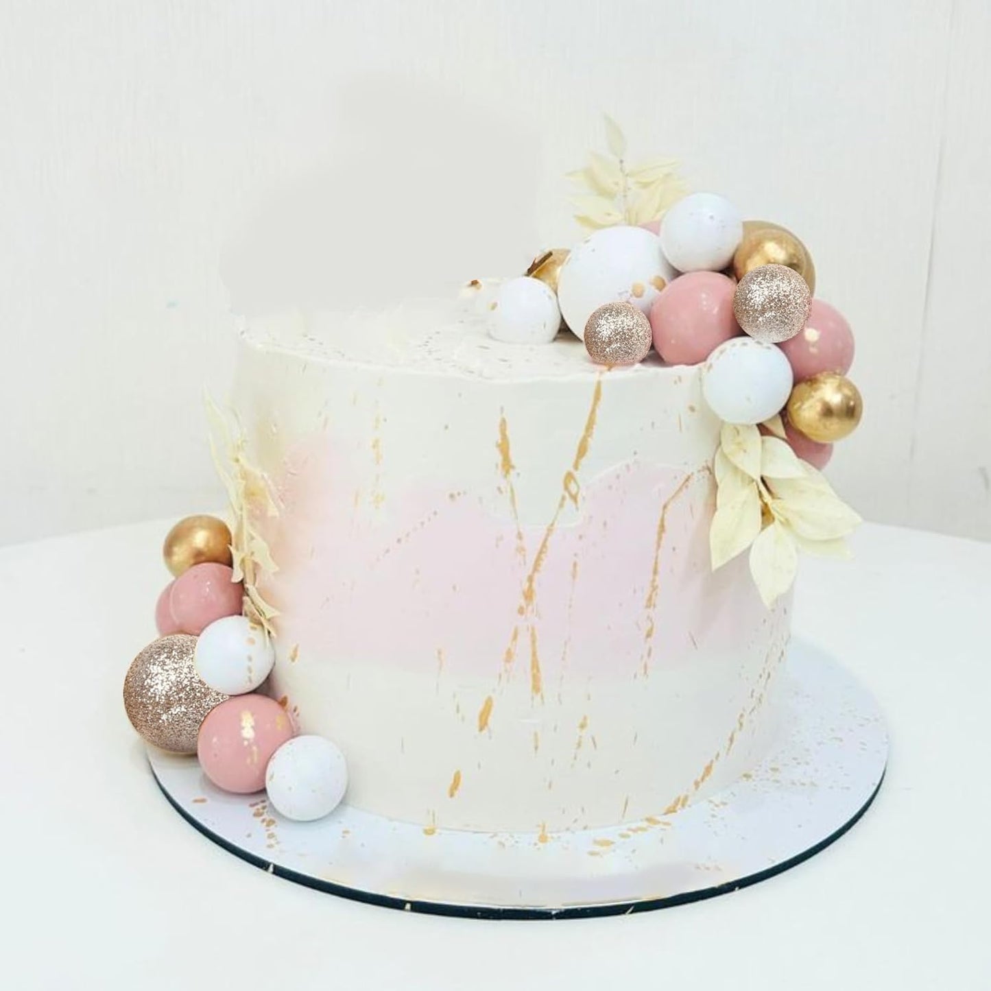 36 Pack Balls Cake Topper Decorations Foam Balloons Cake Decorations Sticks Mini Balloons Cake Toppers Balls Cake Picks for Baby Shower Wedding Anniversary Birthday Party Decorations Pink White Gold