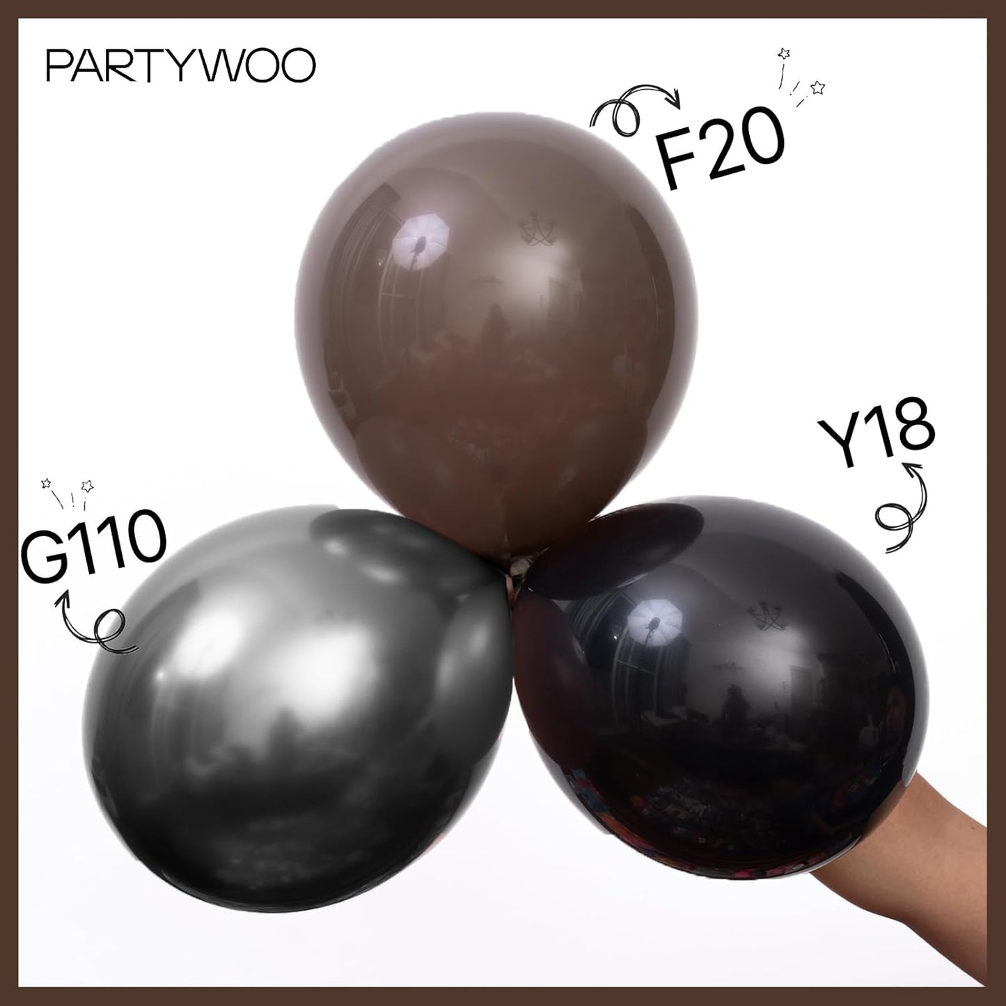 PartyWoo Dark Brown Balloons 50 pcs 12 Inch Brown Boho Neutral Coffee Latex Helium Balloons for Wedding Baby Shower Gender Reveal Graduation Safari Woodland Birthday Party Decorations Brown-F20