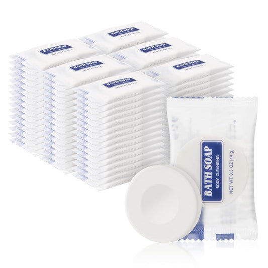 0.5 oz Bulk Travel Size Bars Soap, Individually Wrapped Small Face and Body Cleanser Round Soaps Toiletries Amenities for Hotel, Guest, Shelter, Charity, Motel, Vacation (200)
