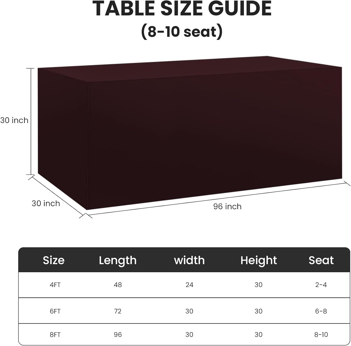 Ascoza 2 Pack Fitted Tablecloth for 8 Foot Rectangle 96 x 30 Inch Eggplant Table Covers Water Resistant Polyester Cloth for Folding, Parties,Display, Trade Show (Eggplant)