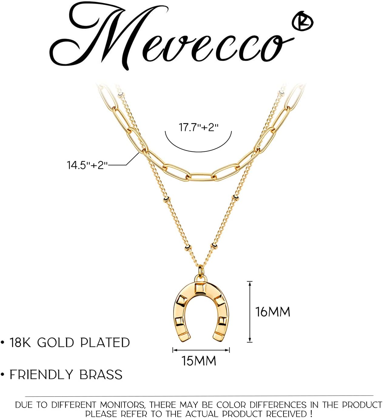 MEVECCO Layered Heart Necklace Pendant Handmade 18k Gold Plated Dainty Gold Choker Arrow Bar Layering Long Necklace for Women