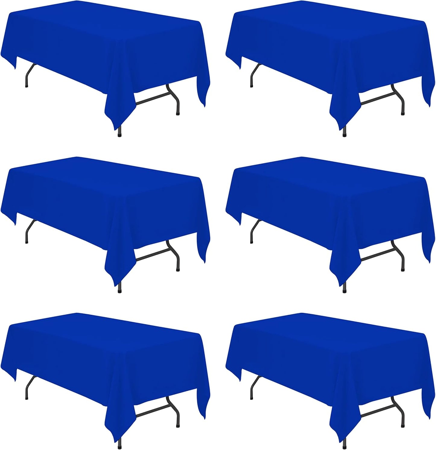 BRILLMAX 6 Pack Royal Blue Tablecloths for 6 Foot Rectangle Tables 60 x 102 Inch - 6ft Rectangular Bulk Linen Polyester Fabric Washable Cloth Cover for Wedding Reception Banquet Birthday Party