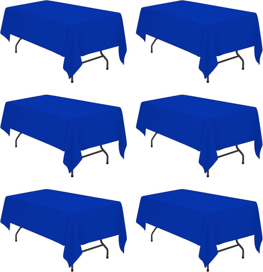 BRILLMAX 6 Pack Royal Blue Tablecloths for 6 Foot Rectangle Tables 60 x 102 Inch - 6ft Rectangular Bulk Linen Polyester Fabric Washable Cloth Cover for Wedding Reception Banquet Birthday Party