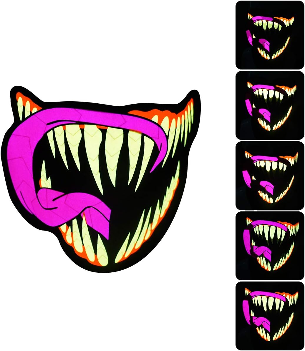 LED Halloween Mask Sound Reactive Light Up Mask Scary Masks for Costumes Cosplay,Music Party,Rave Events, EDC