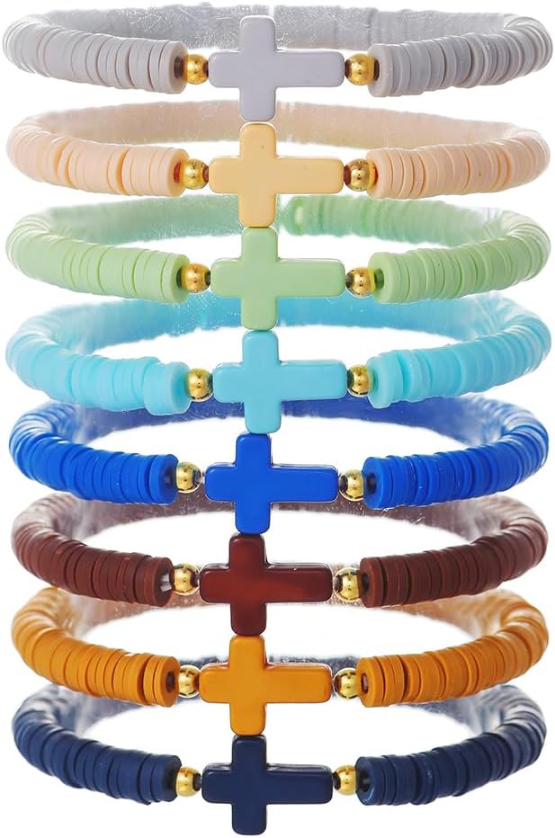 Friendship Bracelets Boho Stackable Bracelets for Women Surfer Heishi Clay Bead Bracelets Stretch Preppy Bracelets Colorful Boho Bracelets for Women