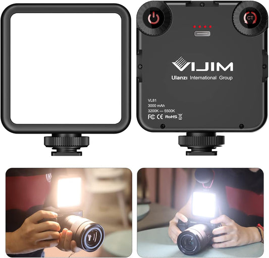 ULANZI VL-81 3000mAh Bi-Color LED Video Light w Softbox - 3200K-5600K+CRI95 Rechargeable Camera Light, 3 Cold Shoe Mount for DSLR/GoPro/Sony/Canon/iPhone, Vlog Filming TikTok Live & Photography