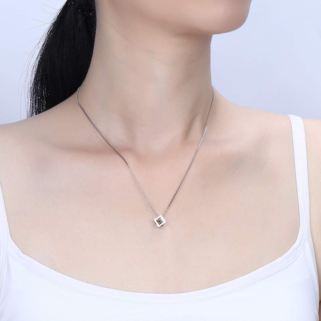 Aurora Tears Birthstone Necklace/Earring 925 Sterling Silver Women Cross/3D Cube/Cresent Moon Birth Stone Jewelry Mens Birthday Gift Anniversary Present