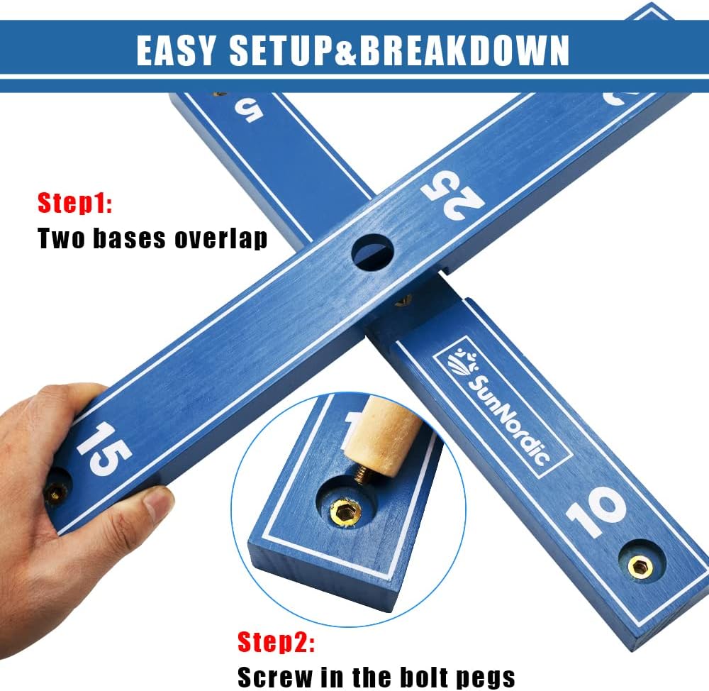 Wooden Ring Toss Game Set, Backyard Beach Camping Game with Toss Rings & Portable Carrying Bag, Outdoor Lawn & Yard Games for Kids, Adults & Family